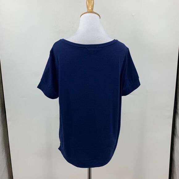 Lands End Basic Shirt Womens S Small Navy Blue Solid Short Sleeve Stretch Tee - Picture 3 of 11